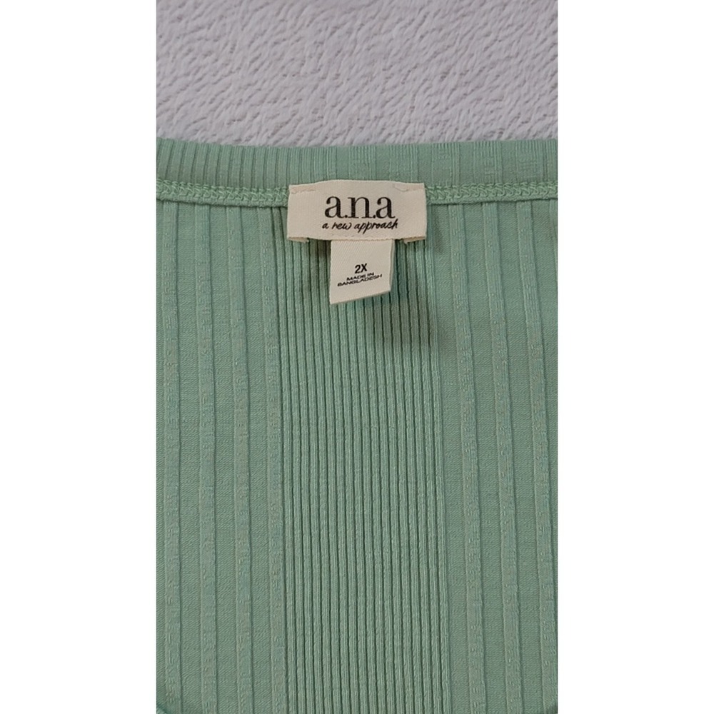Ana New With Tag Soft Green Ribbed Tshirt Scoop Neck Granny Cottage Core XXL 2XL - Picture 2 of 7